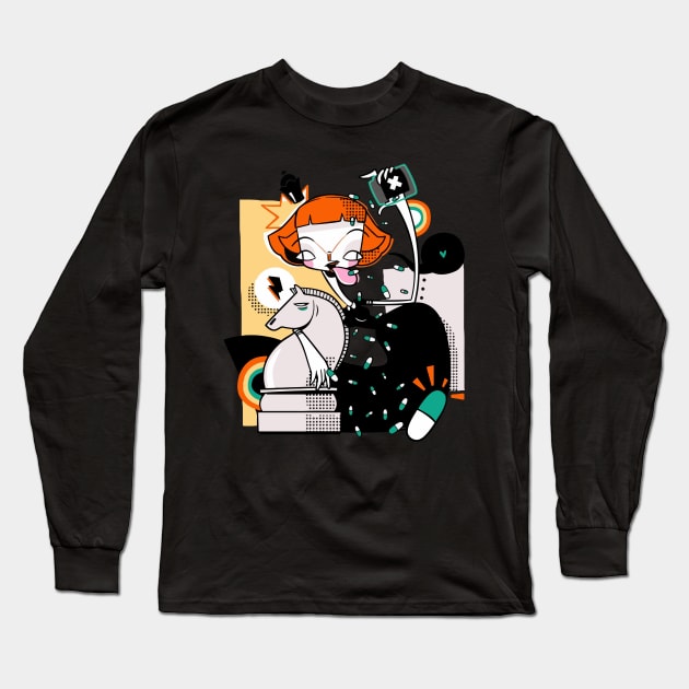 Queen chess Long Sleeve T-Shirt by Quarantine Pack